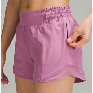 436 Lululemon Hotty Hot High-Rise Lined Short 4" Velvet Dust Sz 10